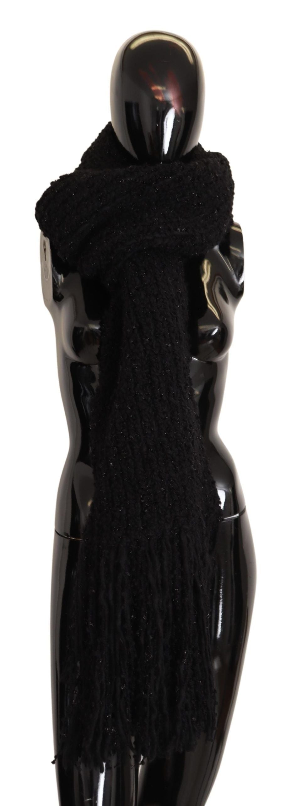 Écharpe châle en maille de laine vierge noire Dolce & Gabbana