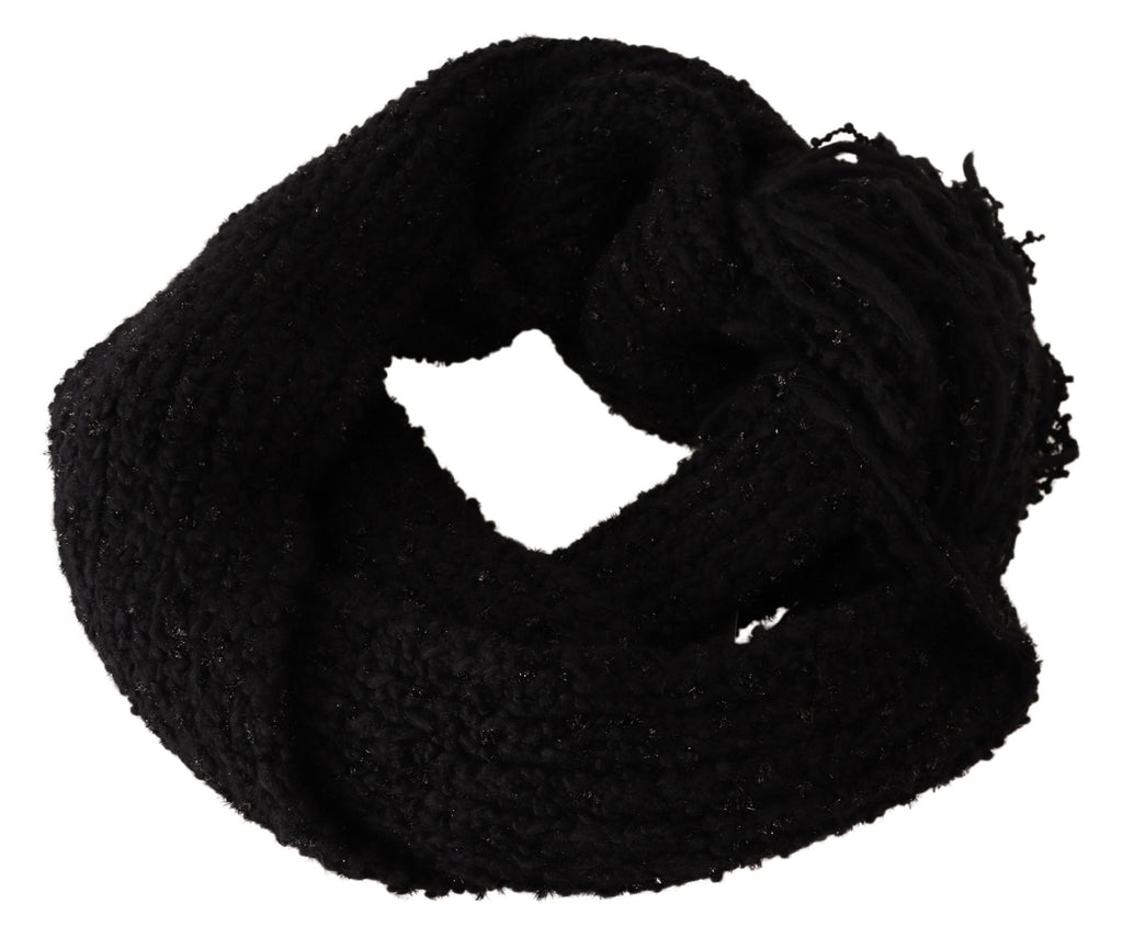 Écharpe châle en maille de laine vierge noire Dolce & Gabbana