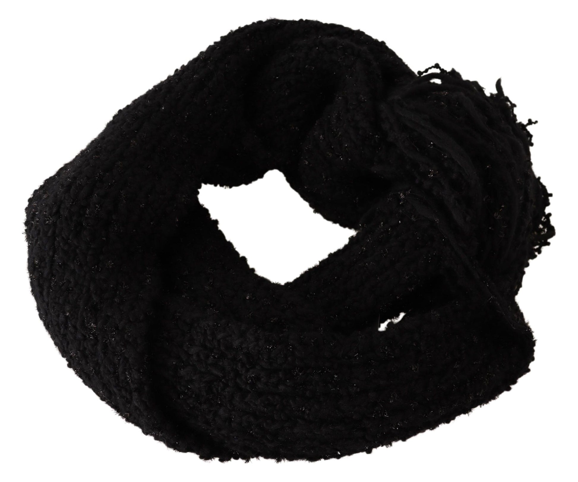 Écharpe châle en maille de laine vierge noire Dolce & Gabbana