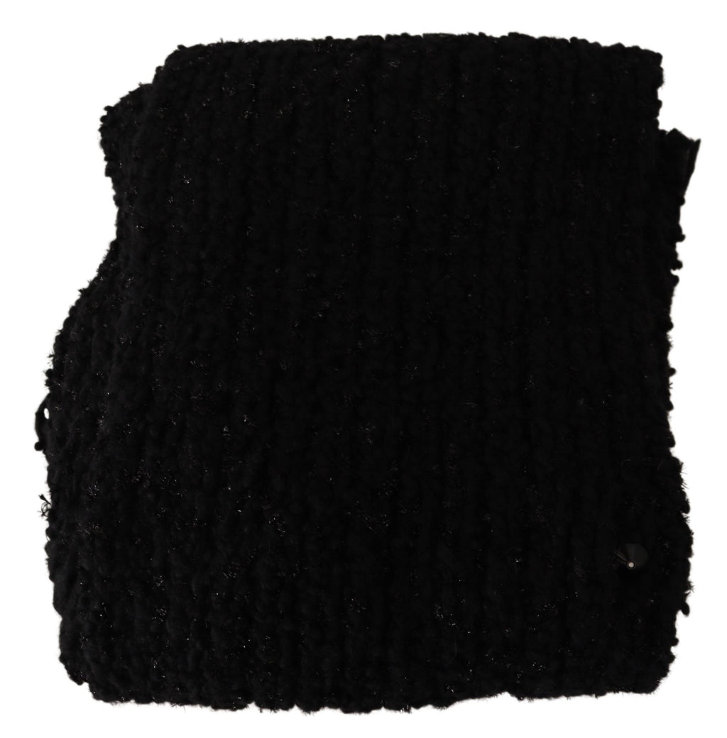Écharpe châle en maille de laine vierge noire Dolce & Gabbana