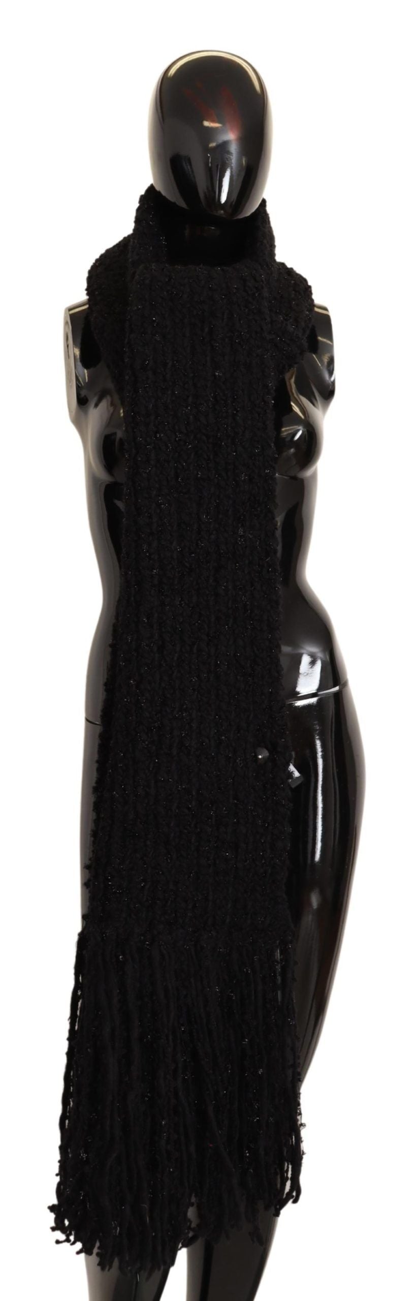 Écharpe châle en maille de laine vierge noire Dolce & Gabbana