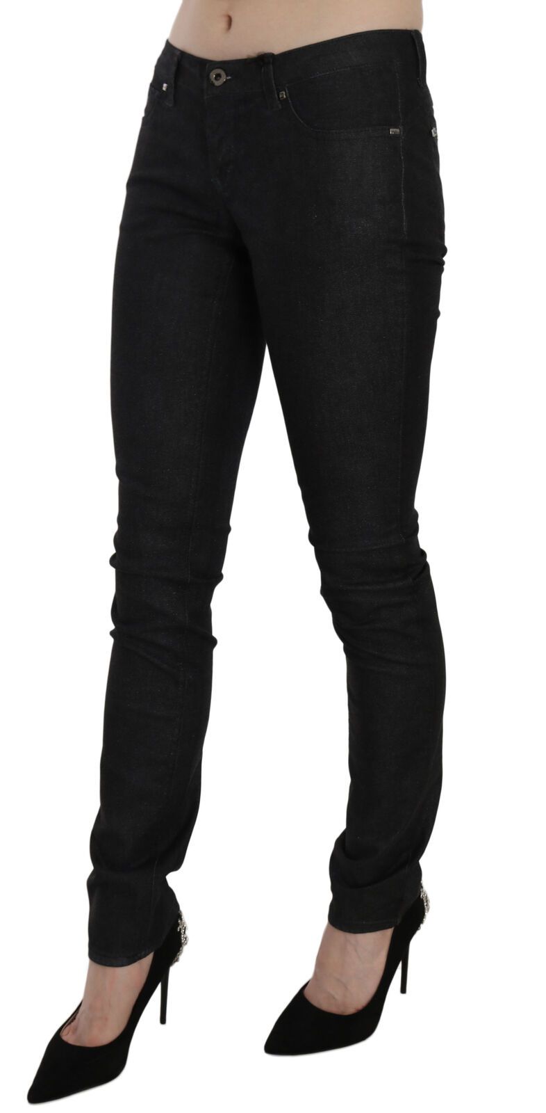 Costume National Jean Slim Décontracté Noir Taille Basse