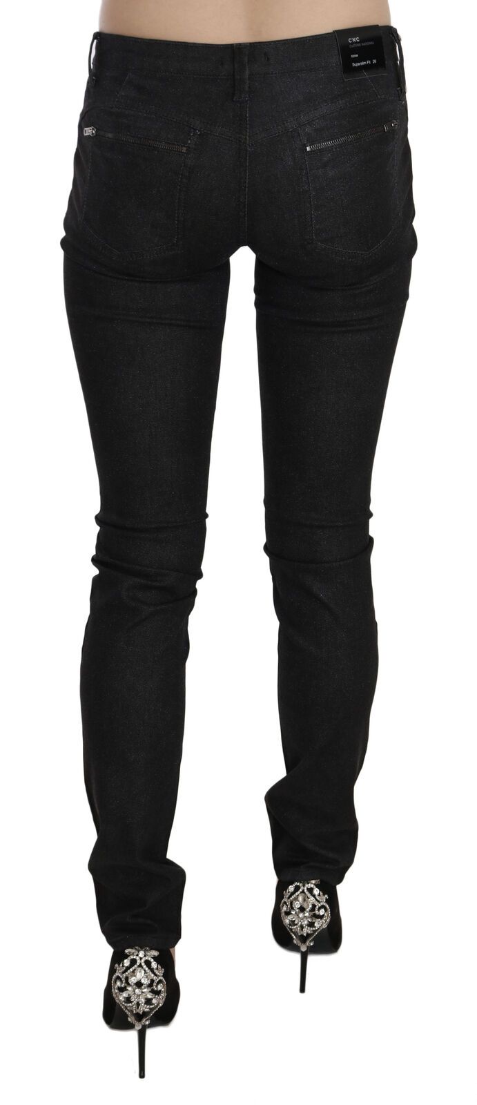 Costume National Jean Slim Décontracté Noir Taille Basse