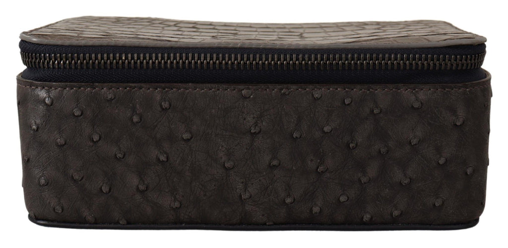 Dolce &amp; Gabbana Kosmetiktasche aus grauem Leder, Kulturbeutel, Rasiertasche