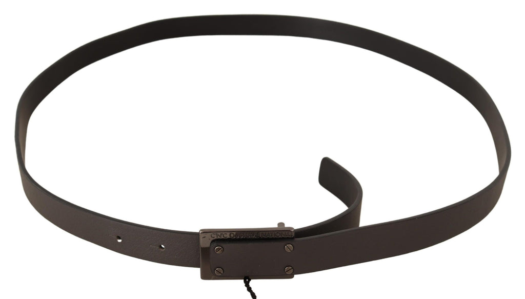 Ceinture Costume National en cuir marron foncé avec boucle logo