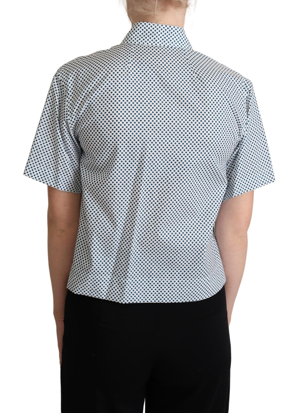 Chemise en Coton à Pois Blanc et Bleu Dolce & Gabbana
