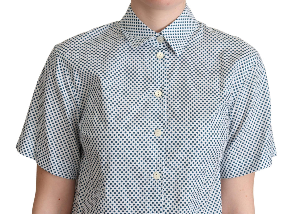Chemise en Coton à Pois Blanc et Bleu Dolce & Gabbana
