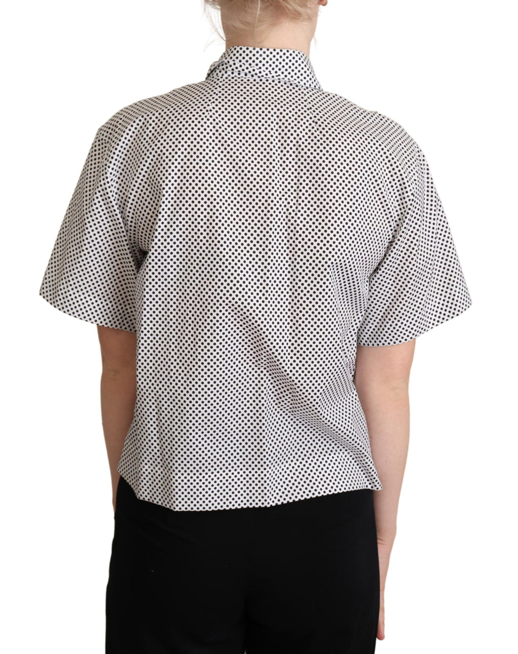 Dolce & Gabbana Chemise à col noire à pois blancs