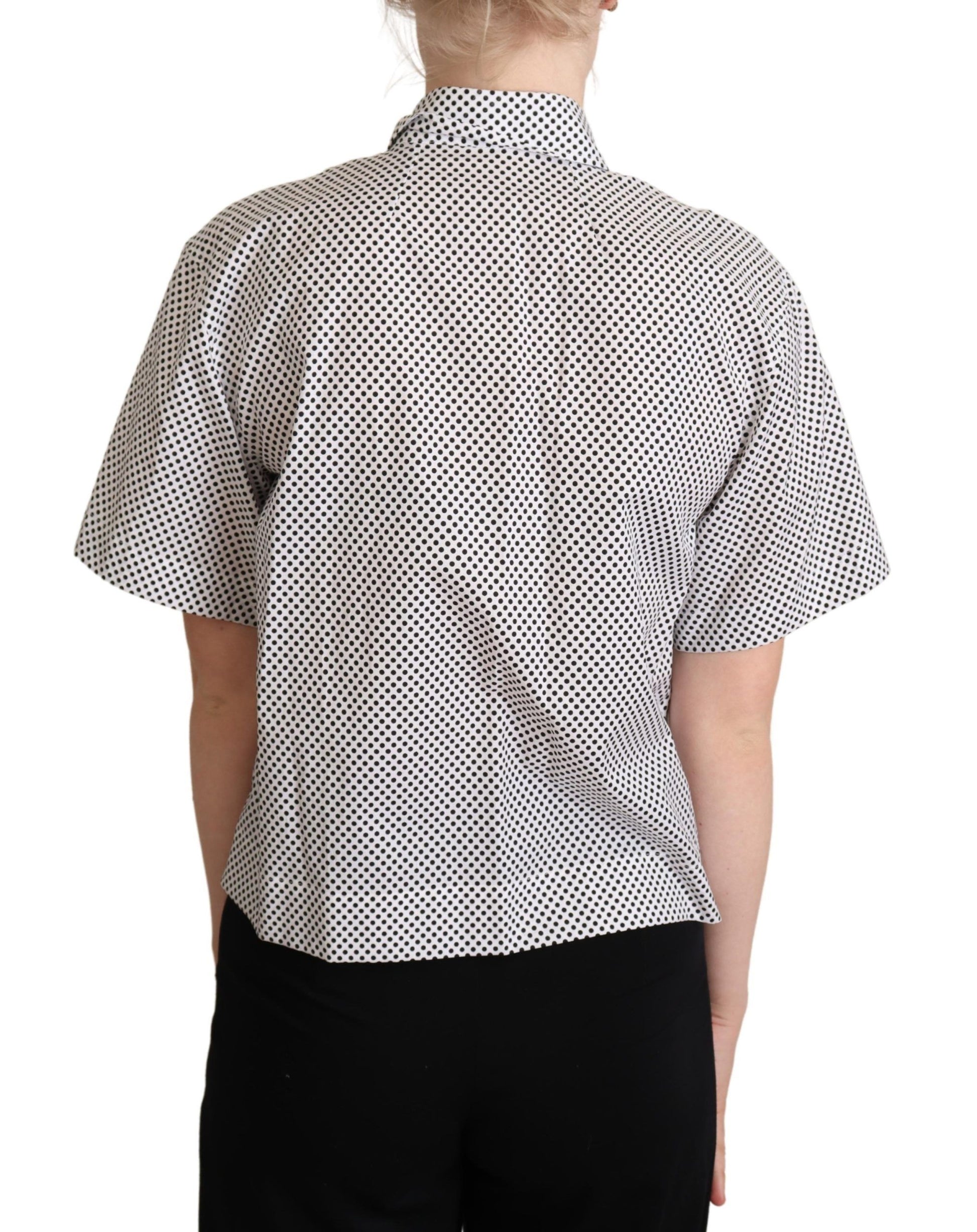 Dolce & Gabbana Chemise à col noire à pois blancs