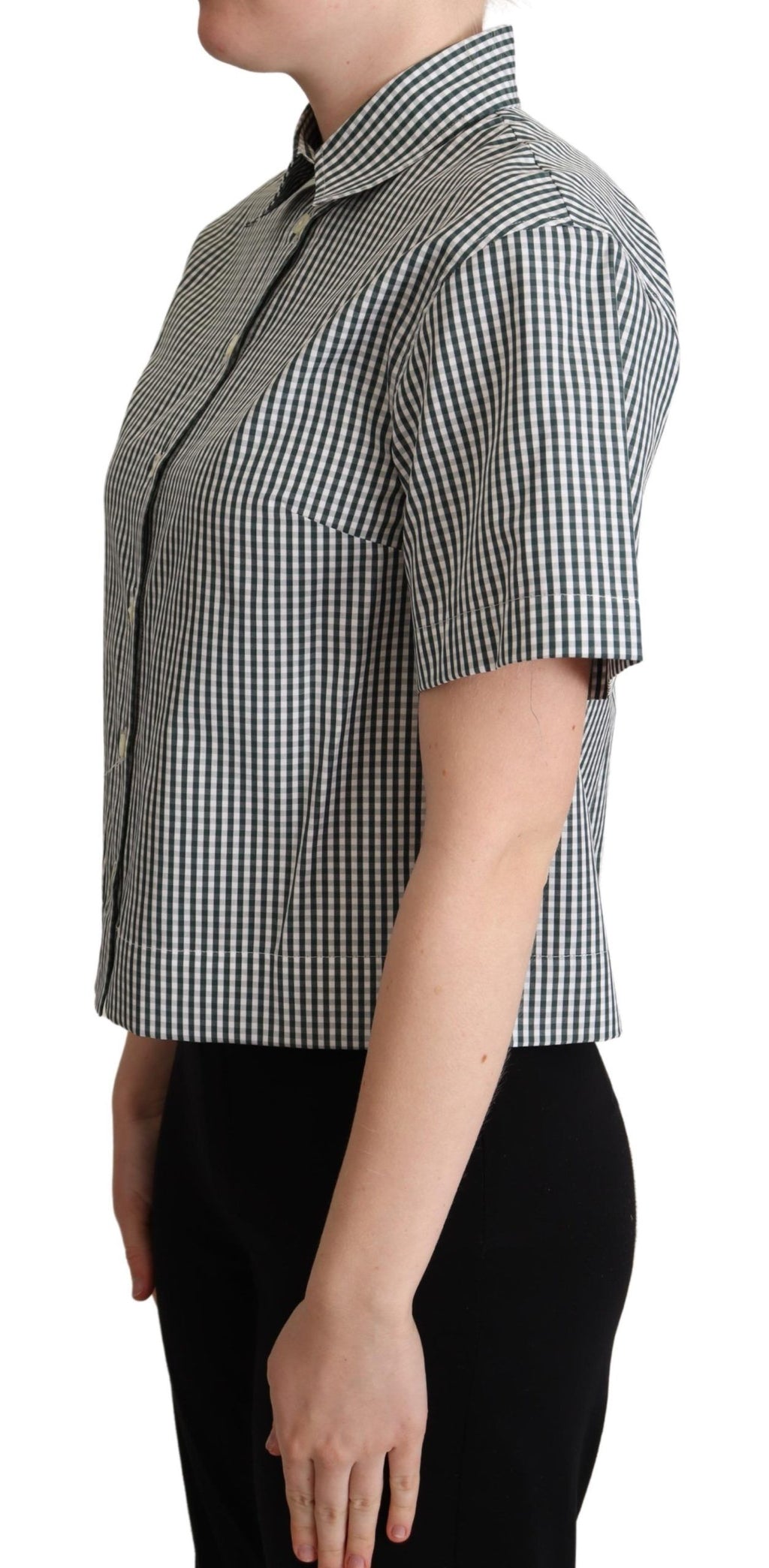 Haut chemise chemisier à carreaux en coton vert blanc Dolce & Gabbana