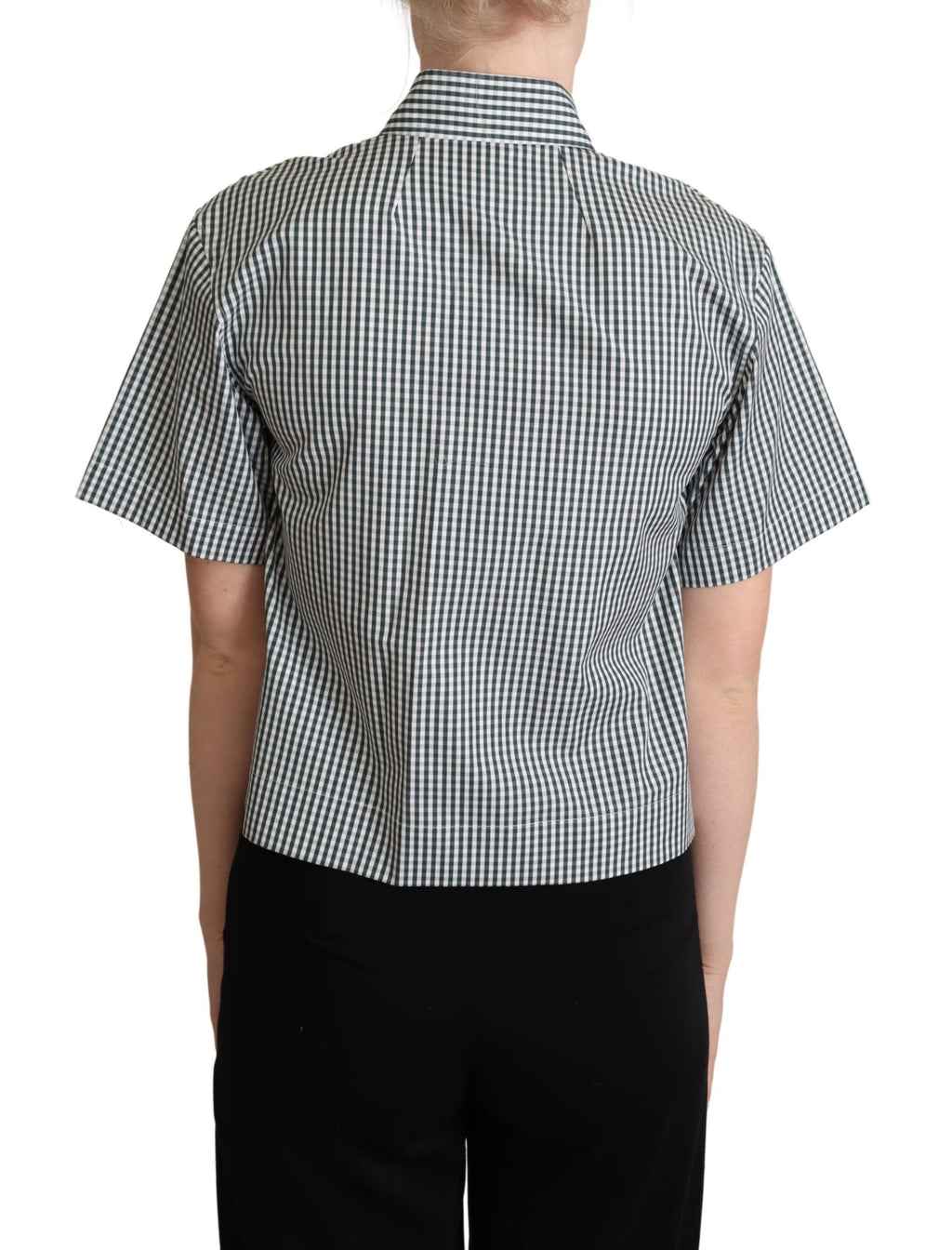 Haut chemise chemisier à carreaux en coton vert blanc Dolce & Gabbana