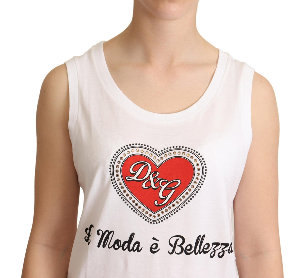 Dolce & Gabbana White Sleeveless T-Shirt for Women side view