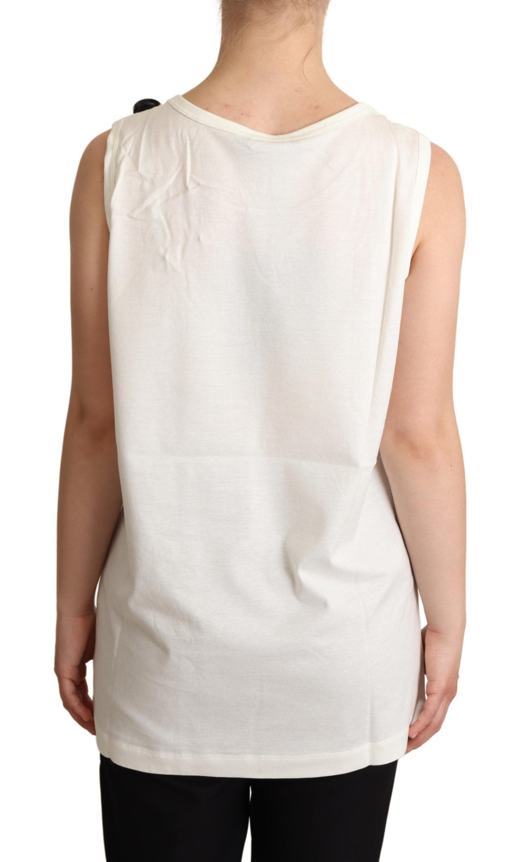 Dolce & Gabbana White Sleeveless T-Shirt for Women detail view