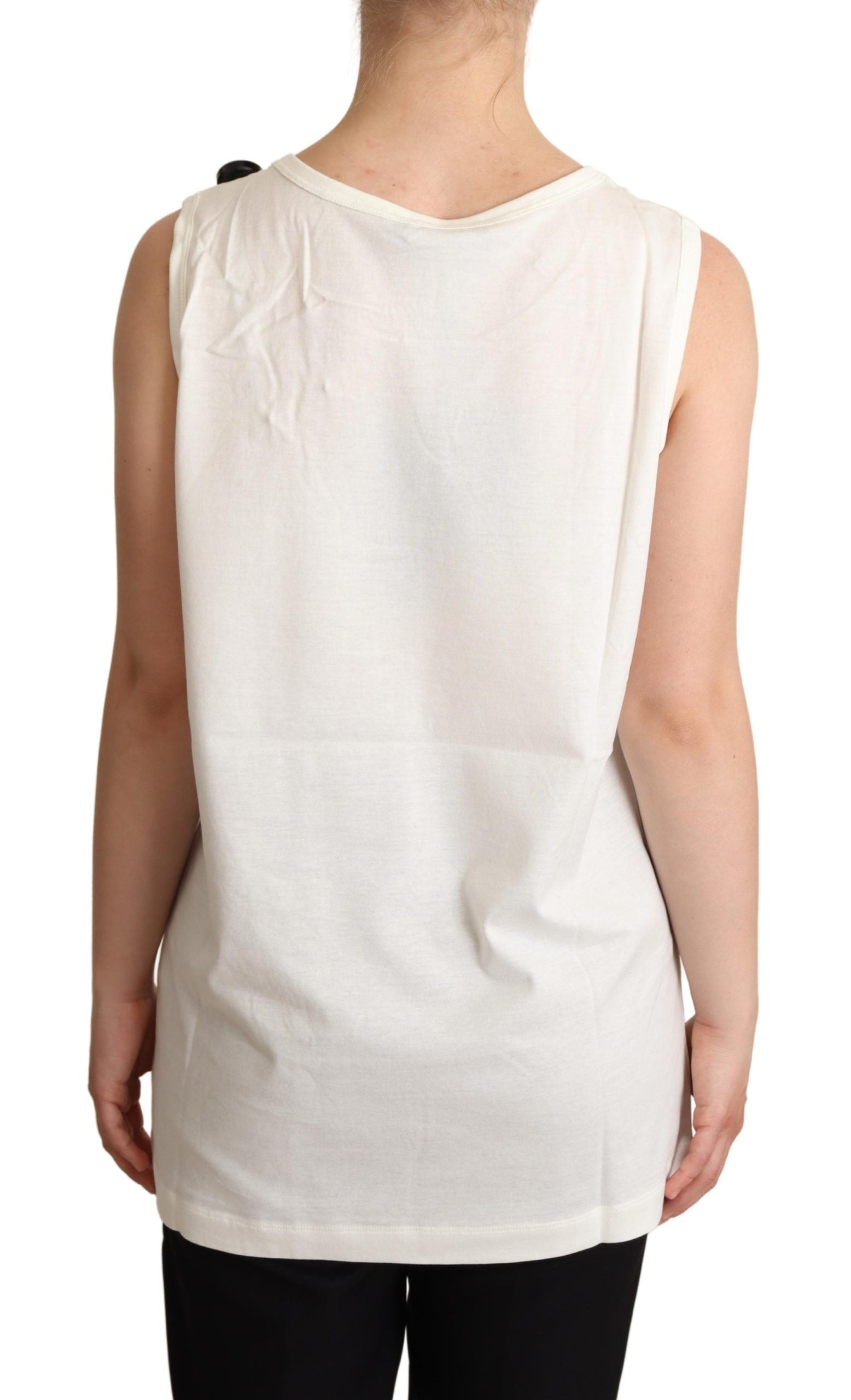 Dolce & Gabbana White Sleeveless T-Shirt for Women detail view