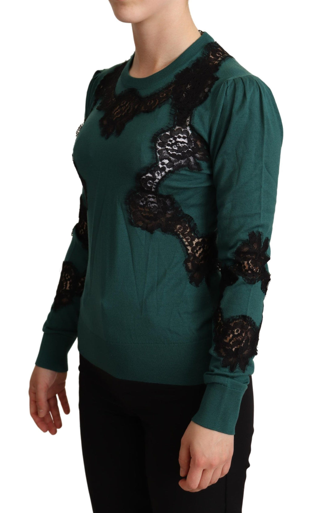 Pull ras du cou en laine vert Dolce & Gabbana