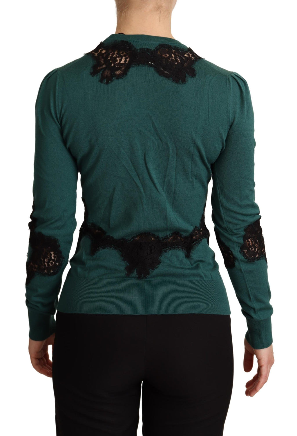 Pull ras du cou en laine vert Dolce & Gabbana