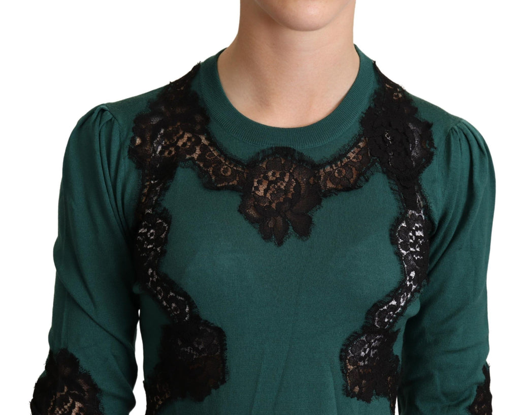 Pull ras du cou en laine vert Dolce & Gabbana