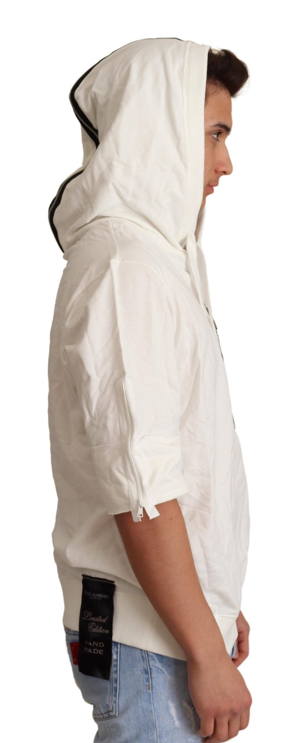 Dolce & Gabbana White Hoodie for Men side view