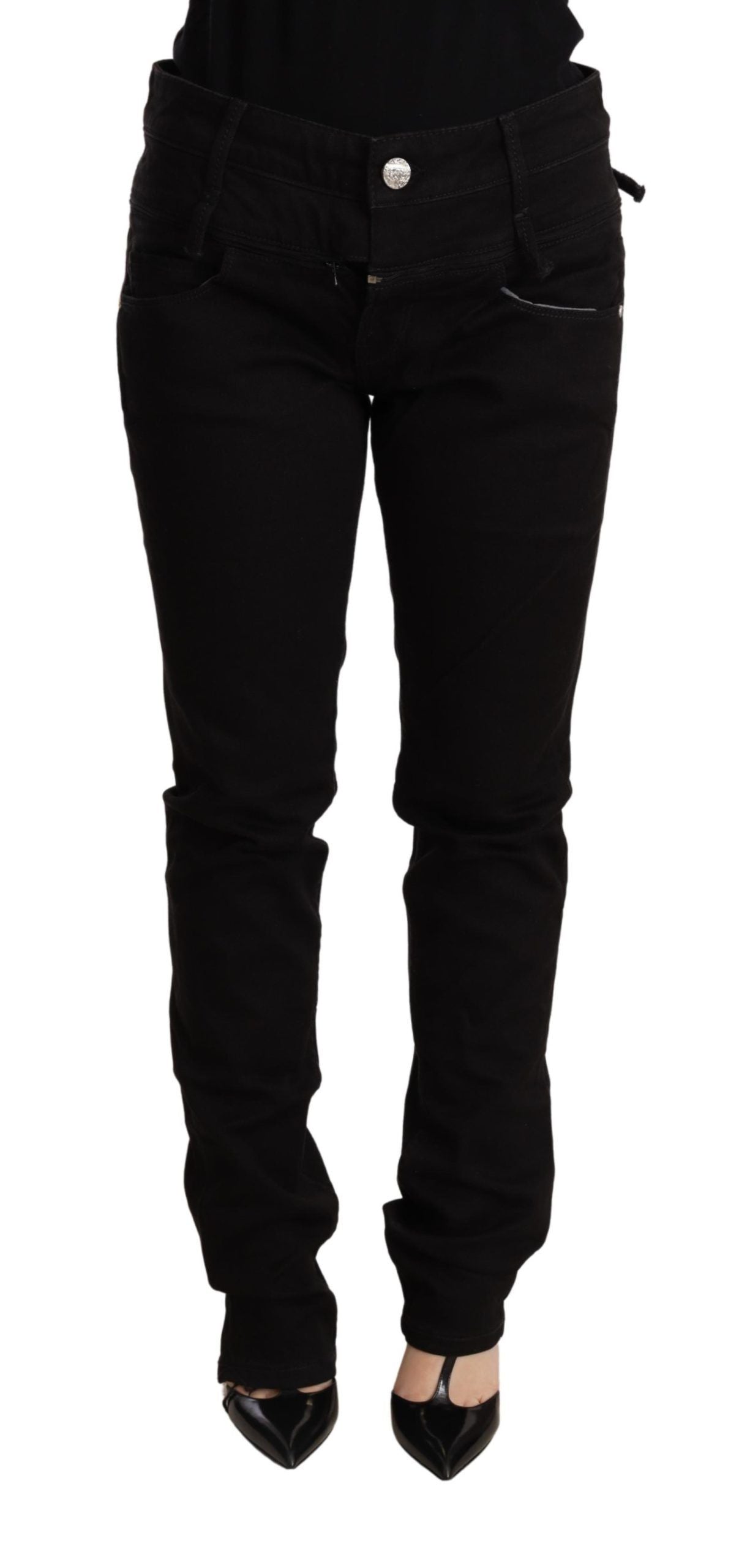 Acht – Schwarze Skinny-Jeans mit niedriger Taille