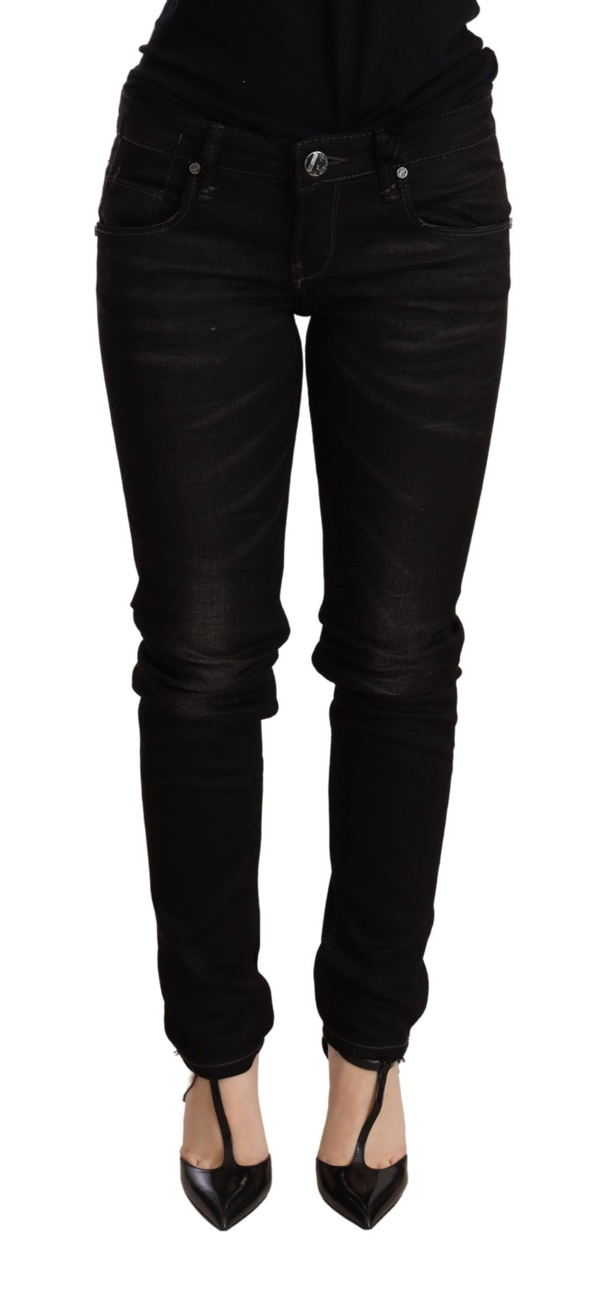 Acht – Schwarze Skinny-Jeans mit niedriger Taille