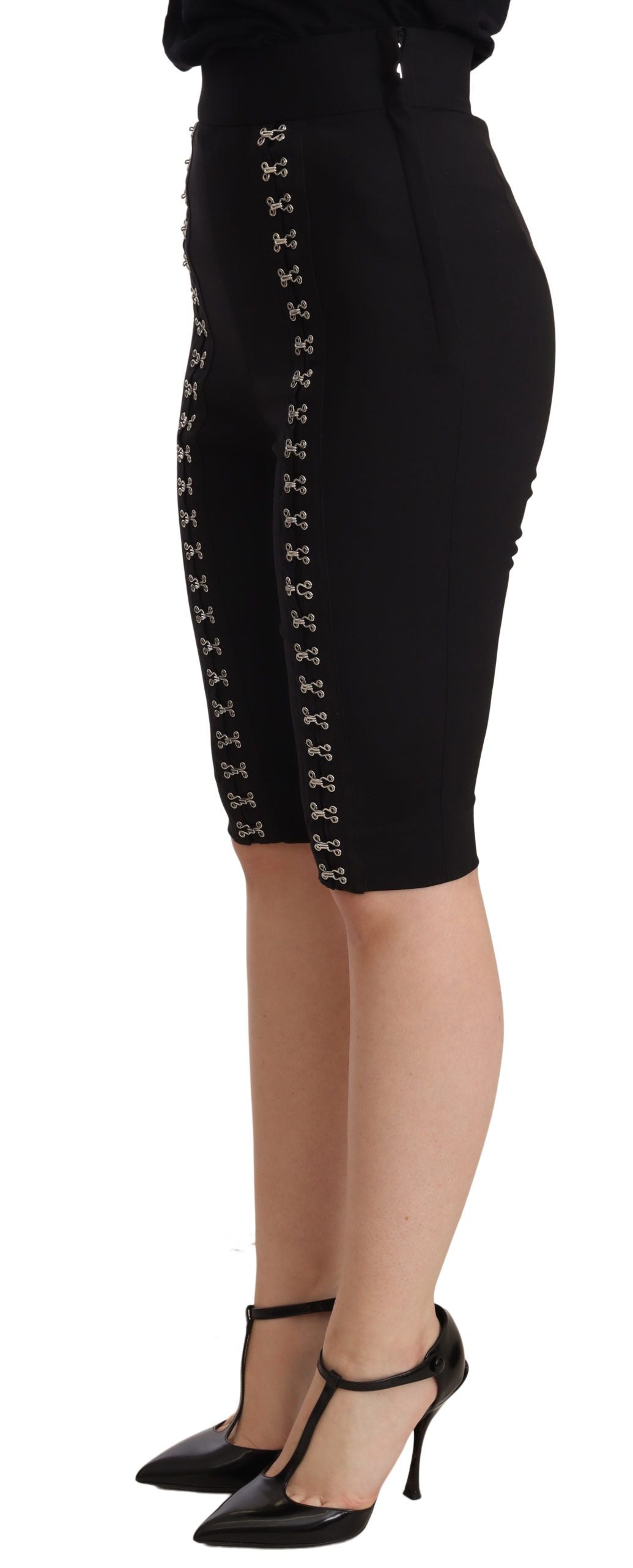 Shorts Dolce & Gabbana noirs en laine stretch coupe slim taille haute