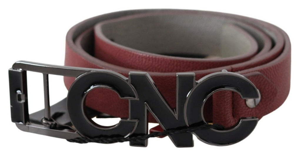 Ceinture de mode en cuir fin marron avec logo Costume National