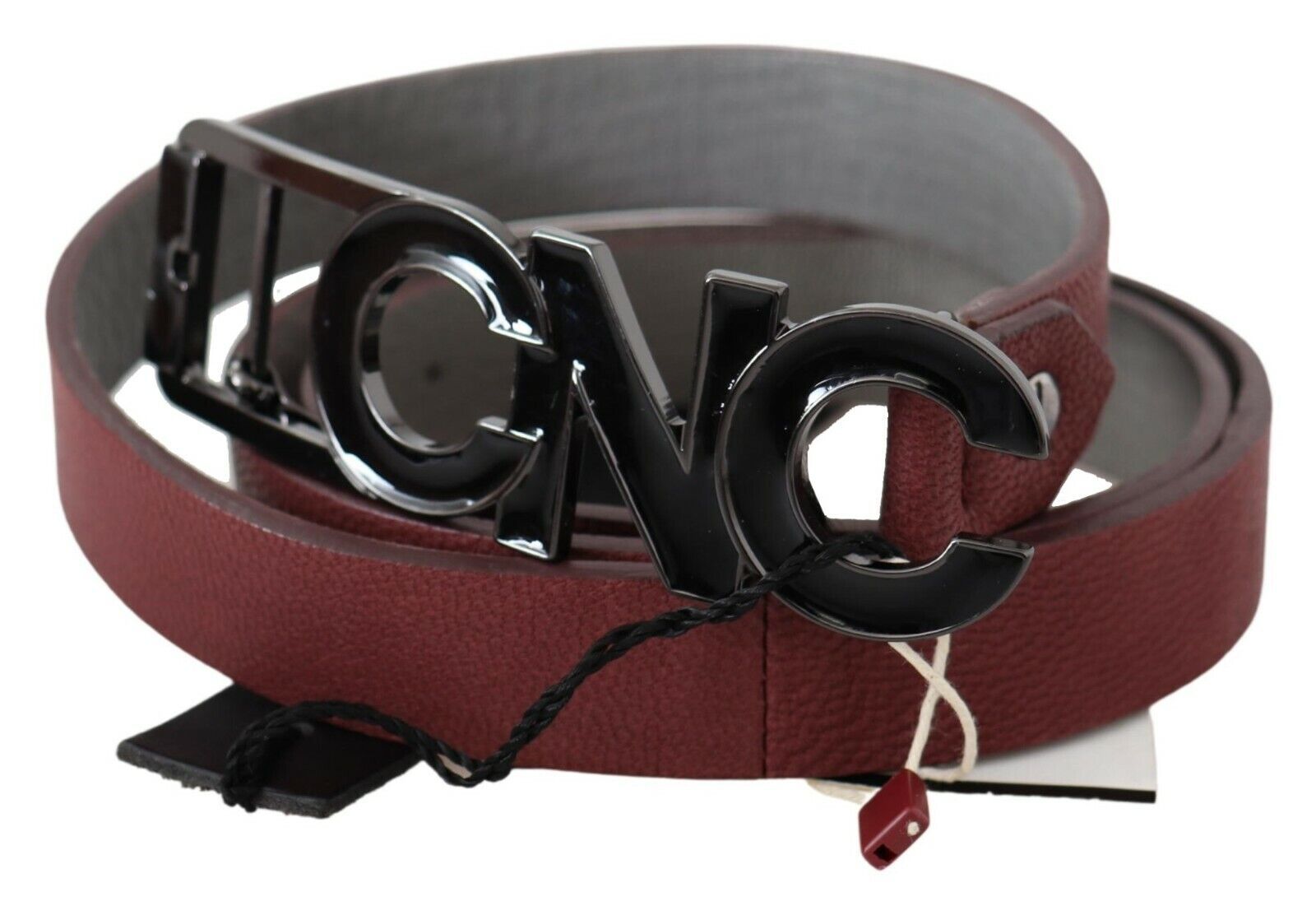 Ceinture de mode en cuir fin marron avec logo Costume National