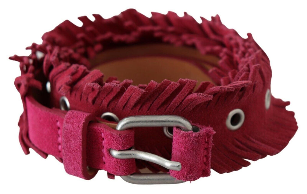 Ceinture Ermanno Scervino en cuir marron avec franges et boucle argentée