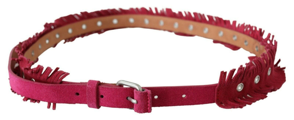 Ceinture Ermanno Scervino en cuir marron avec franges et boucle argentée