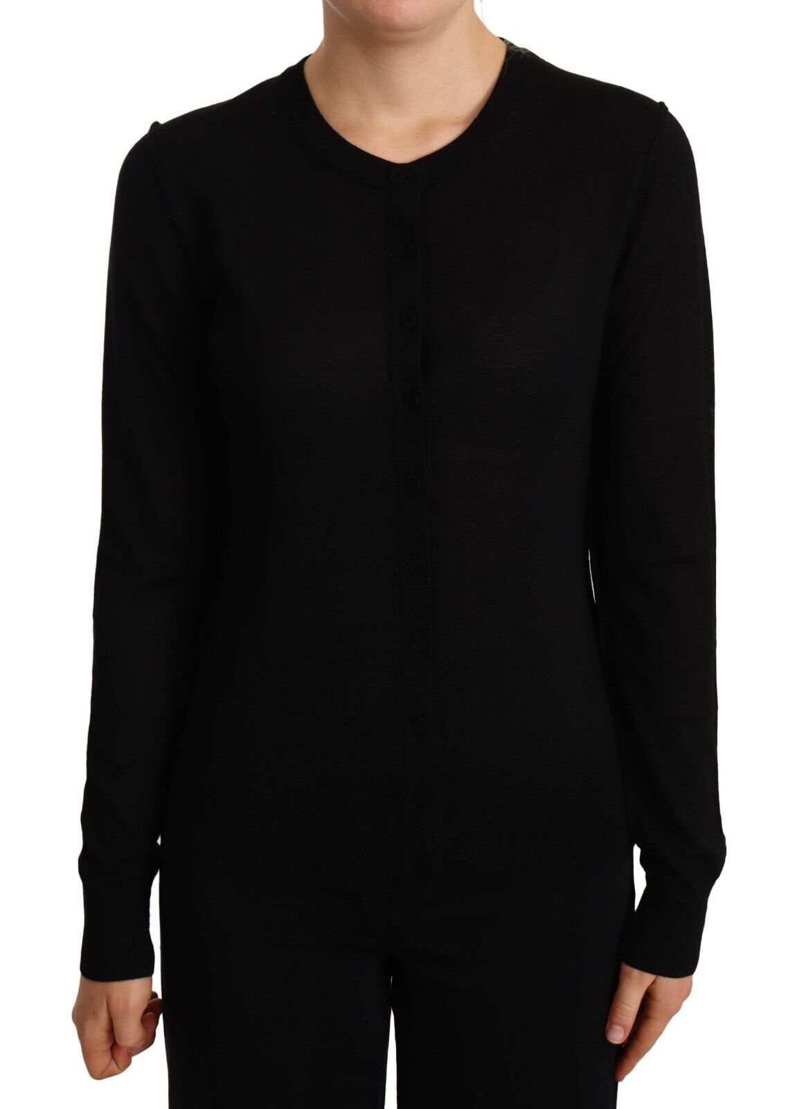 Pull Dolce & Gabbana ras du cou noir en laine STAFF