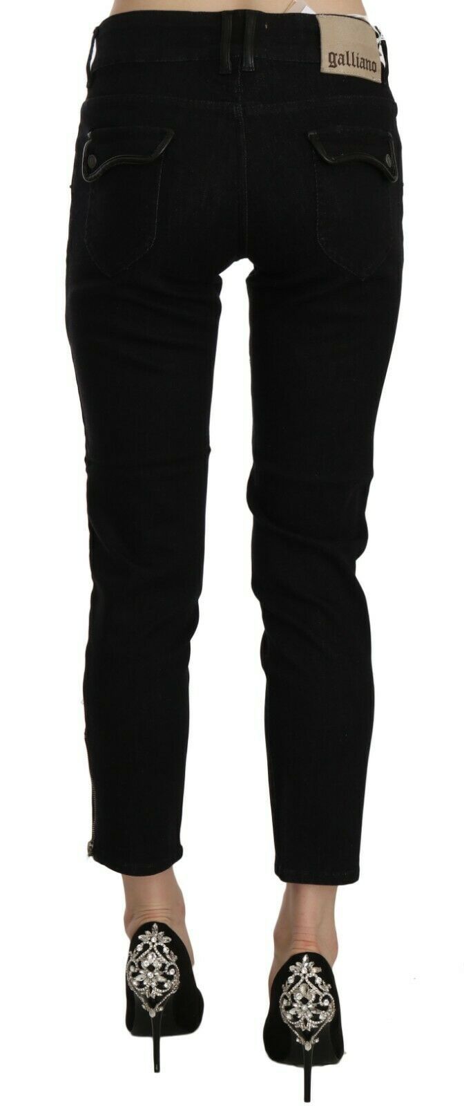 John Galliano Black Cropped Jeans for Women side view
