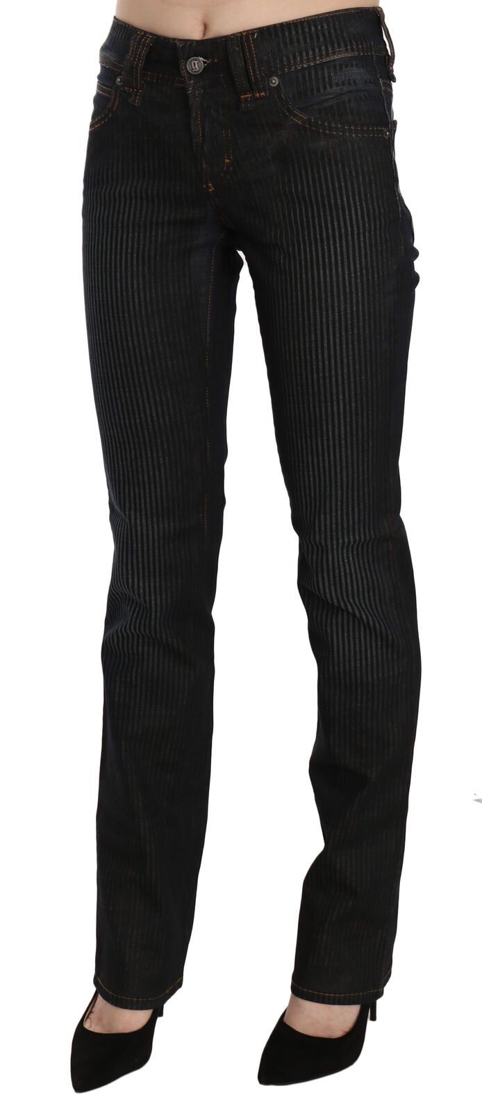 John Galliano – Schwarze, schmal geschnittene Cord-Jeanshose mit mittlerer Taille