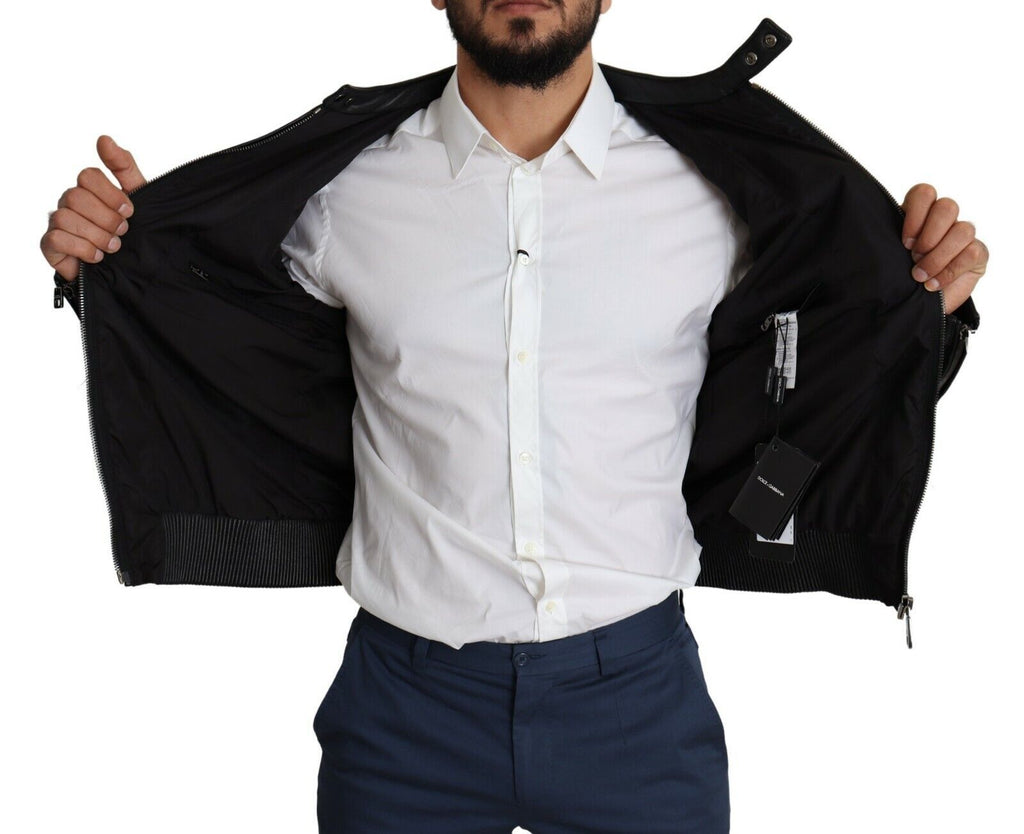 Dolce & Gabbana Black Nylon Full Zip Men Bomber Coat Jacket