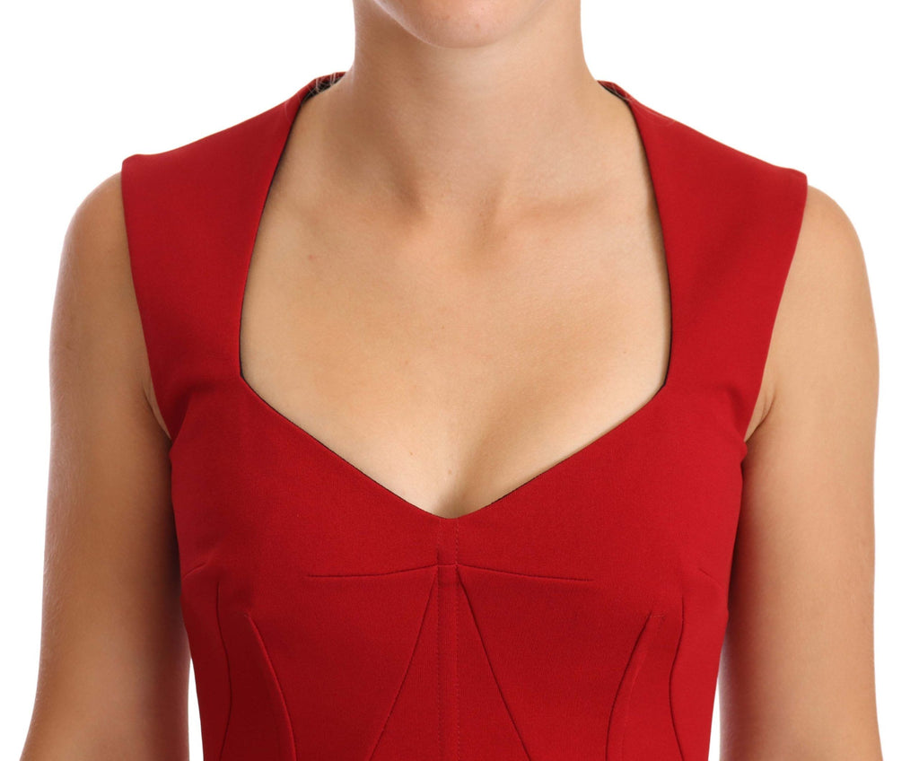 Robe mi-longue Dolce & Gabbana rouge sans manches en stretch, modèle "Sweetheart"