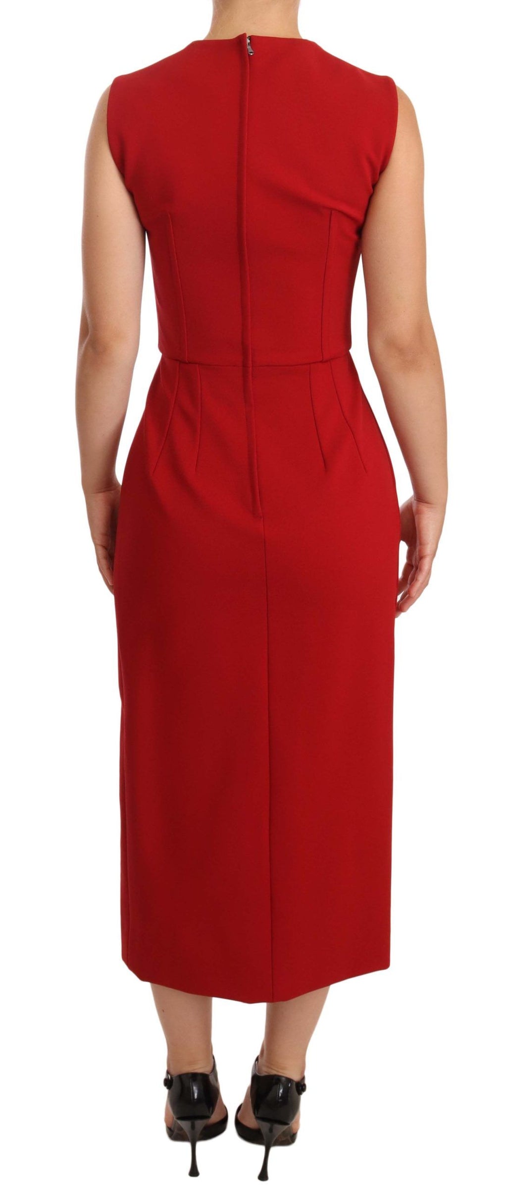 Robe mi-longue Dolce & Gabbana rouge sans manches en stretch, modèle "Sweetheart"