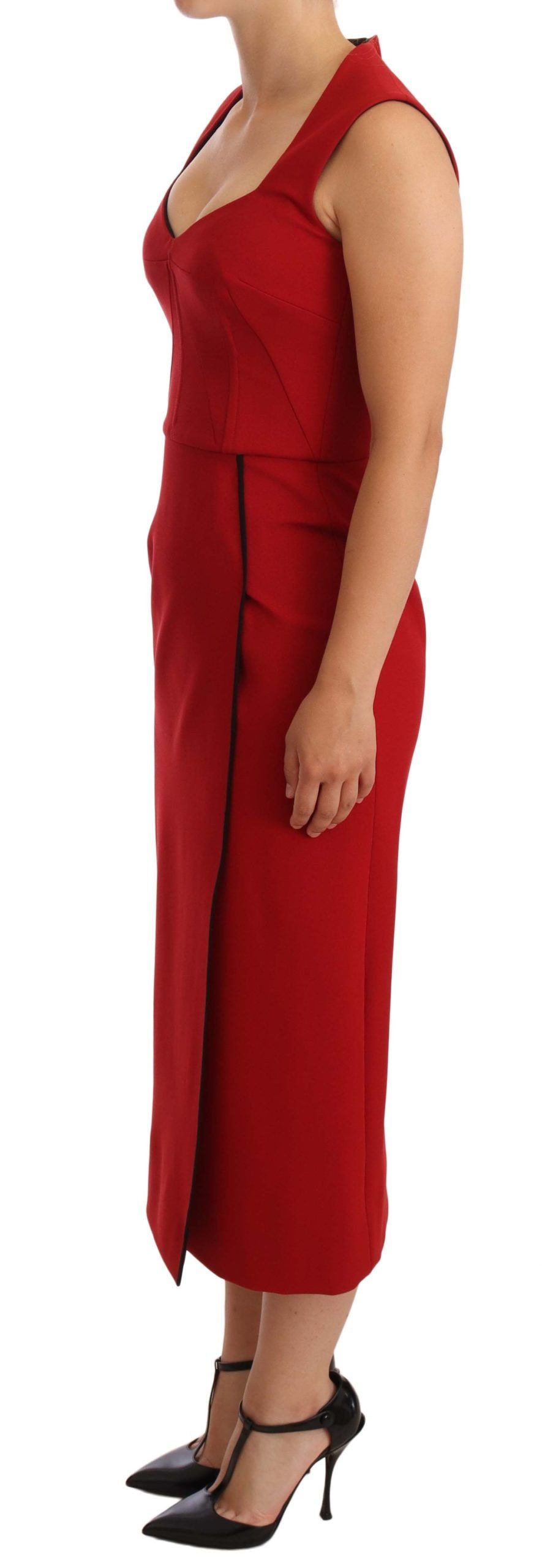 Robe mi-longue Dolce & Gabbana rouge sans manches en stretch, modèle "Sweetheart"