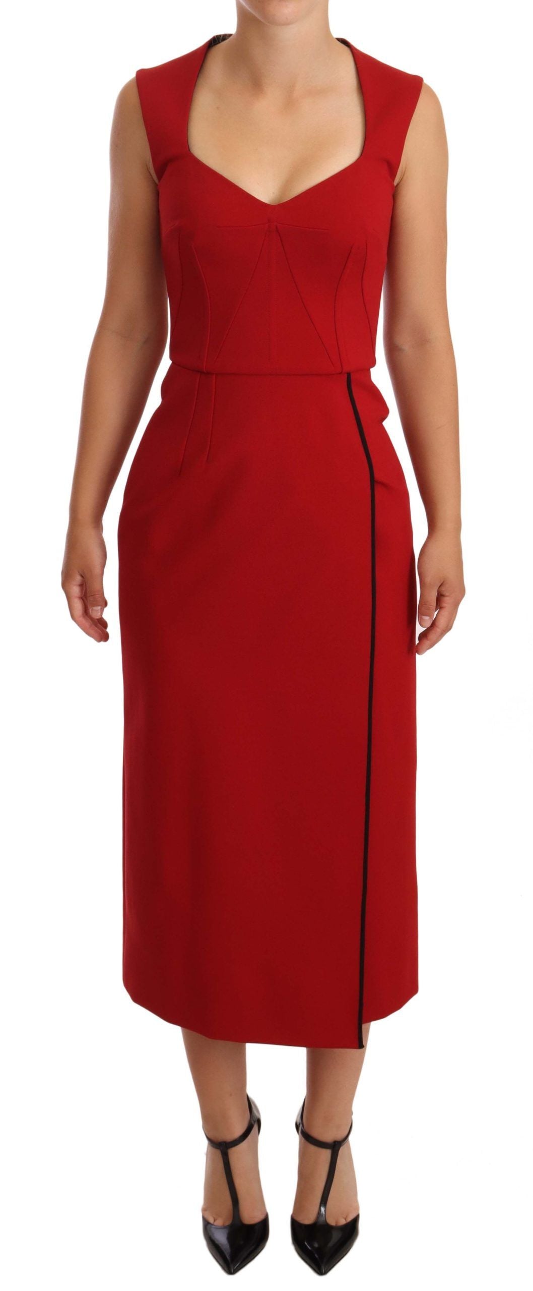 Robe mi-longue Dolce & Gabbana rouge sans manches en stretch, modèle "Sweetheart"