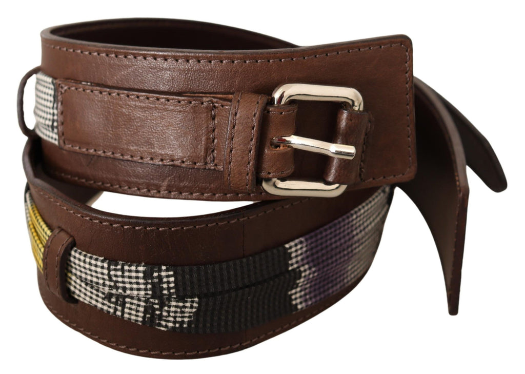 Ceinture Costume National en cuir marron à boucle argentée