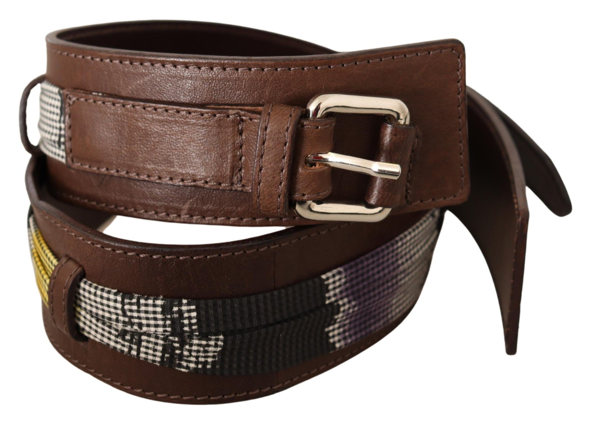 Ceinture Costume National en cuir marron à boucle argentée