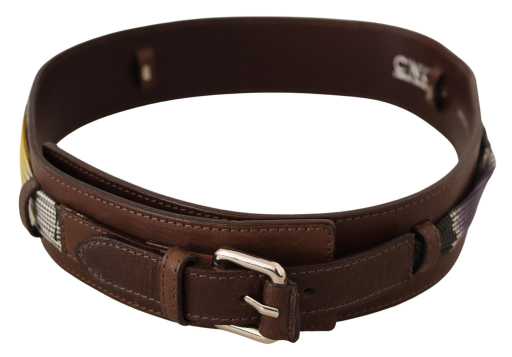 Ceinture Costume National en cuir marron à boucle argentée