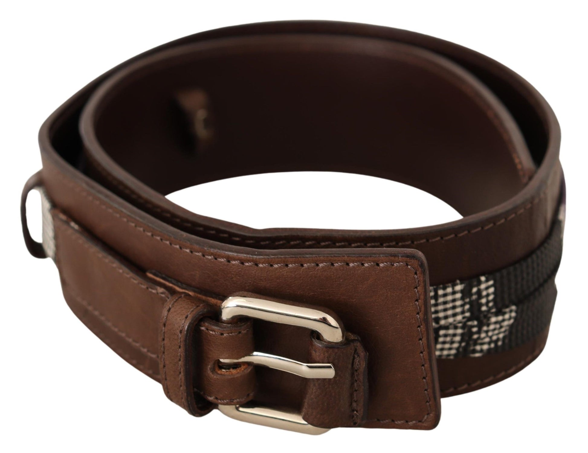 Ceinture Costume National en cuir marron à boucle argentée