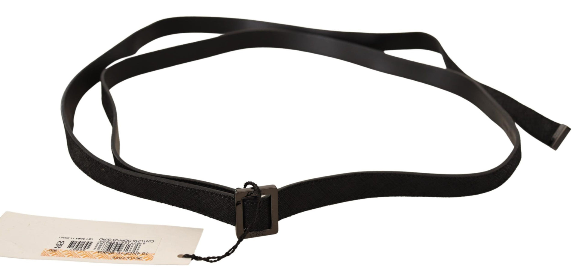 Costume National Ceinture en cuir noir avec boucle métallique