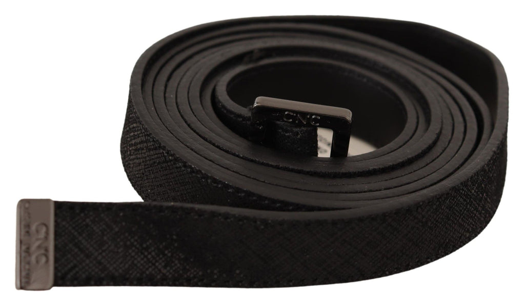 Costume National Ceinture en cuir noir avec boucle métallique