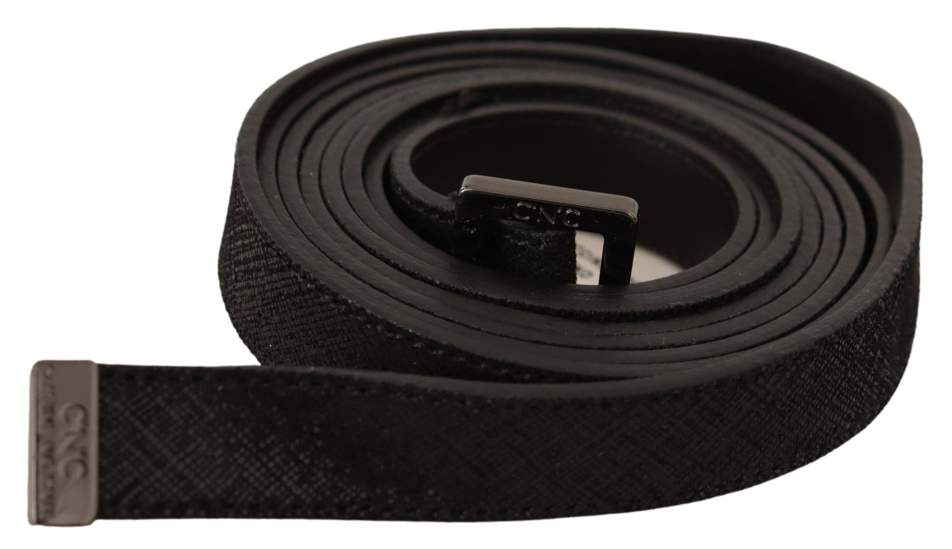 Costume National Ceinture en cuir noir avec boucle métallique