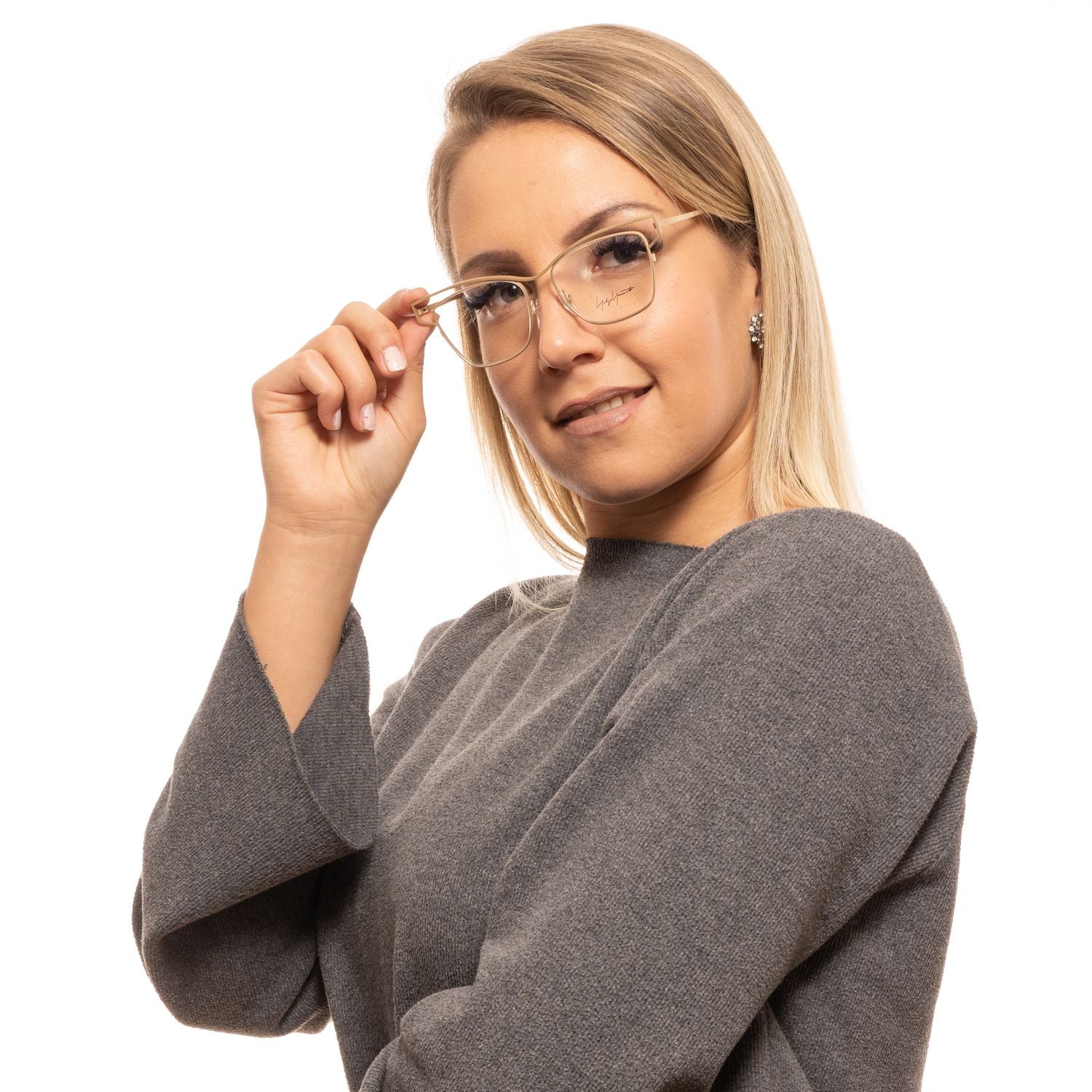 Yohji Yamamoto Gold Glasses Frames for Women side view