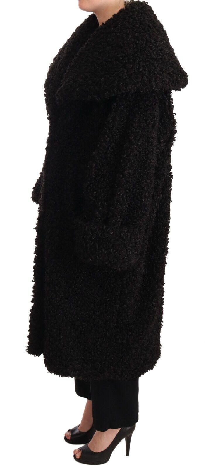 Veste Trench en Fourrure et Polyester Noir Dolce & Gabbana