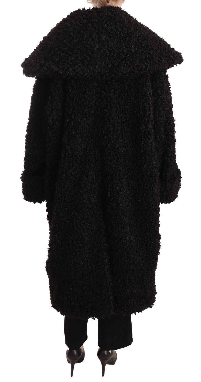 Veste Trench en Fourrure et Polyester Noir Dolce & Gabbana