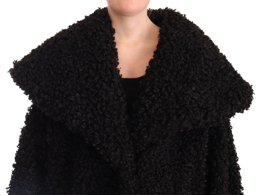 Veste Trench en Fourrure et Polyester Noir Dolce & Gabbana