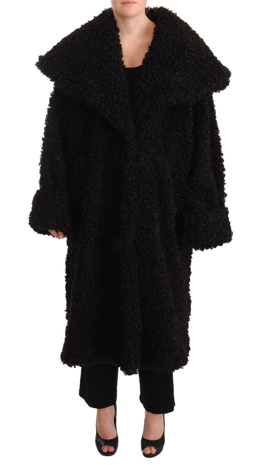 Veste Trench en Fourrure et Polyester Noir Dolce & Gabbana