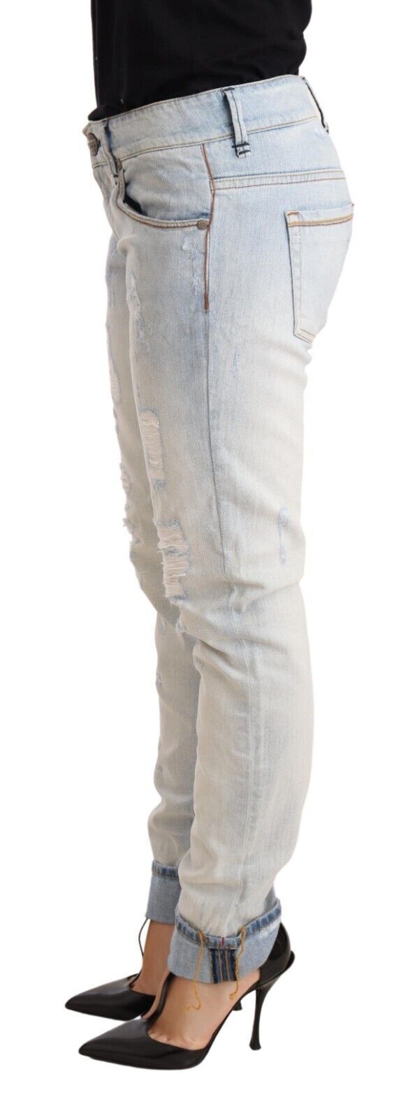 Acht Blue Straight Leg Jeans for Women side view